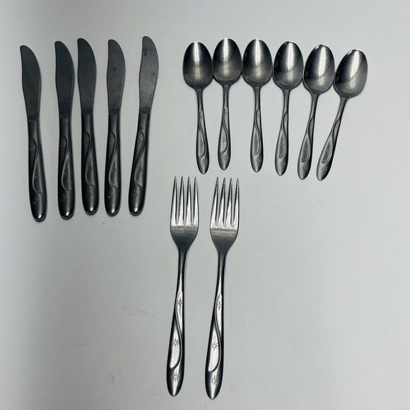 International Silver Other - Lot Of 12 Vintage Americana Star Stainless Flatware MCM Atomic Starburst